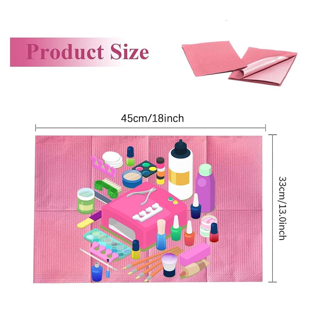 125 toallas de mesa desechables para decoración de uñas, 13 x 17 pulgadas, de papel impermeables para decoración de uñas, almohadillas limpias para tatuajes rosa