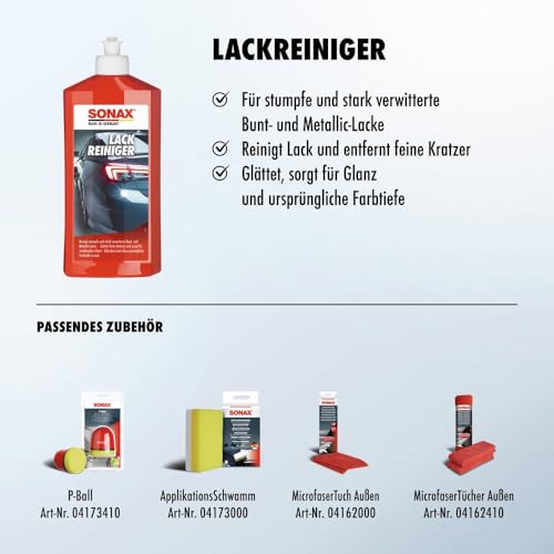 SONAX LackReiniger (500 ml) kraftvolle Politur für stumpfe und stark verwitterte Bunt- und...