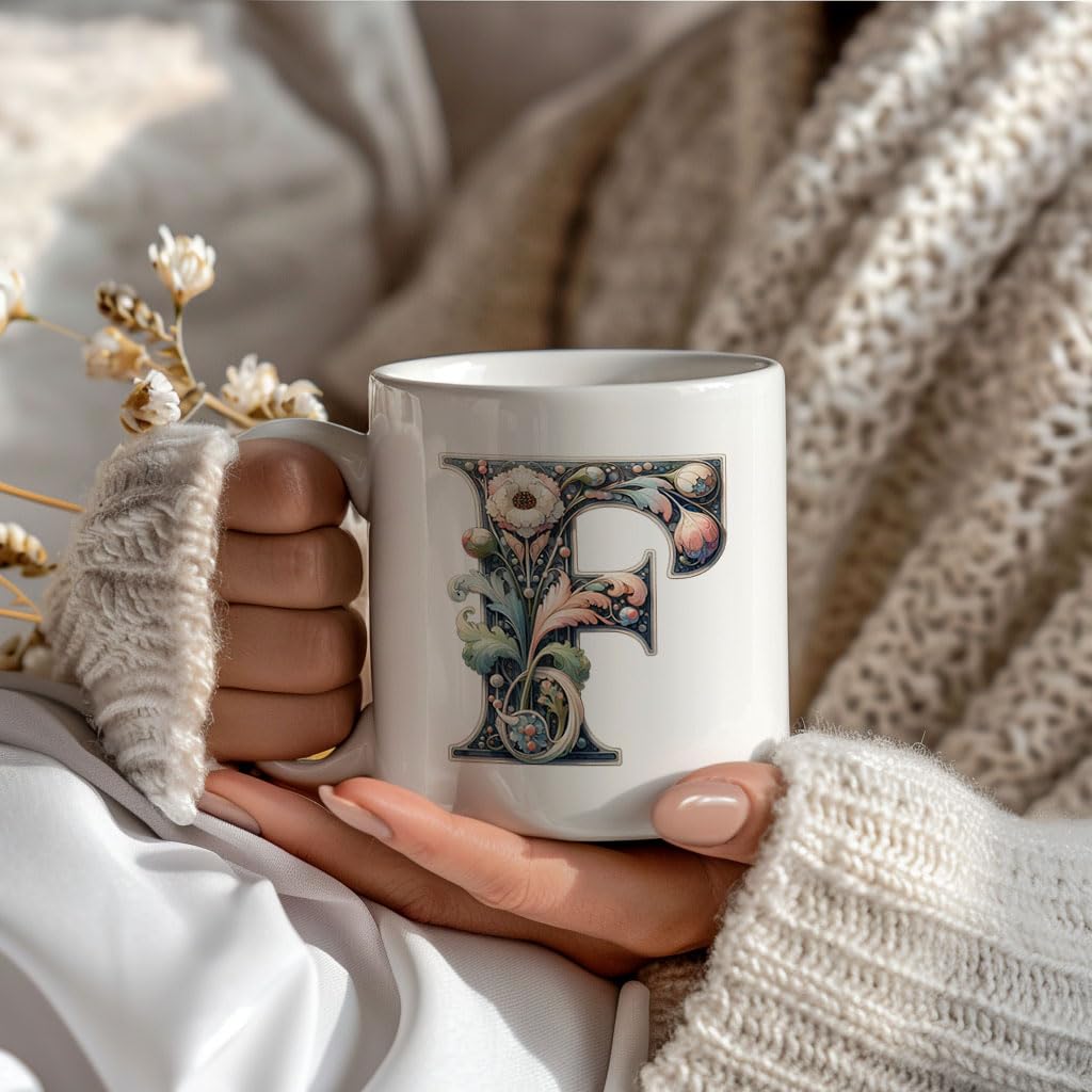 Tazza Personalizzata Con Lettera E – Monogramma Acquerello In Ceramica Per Caffè E Tè