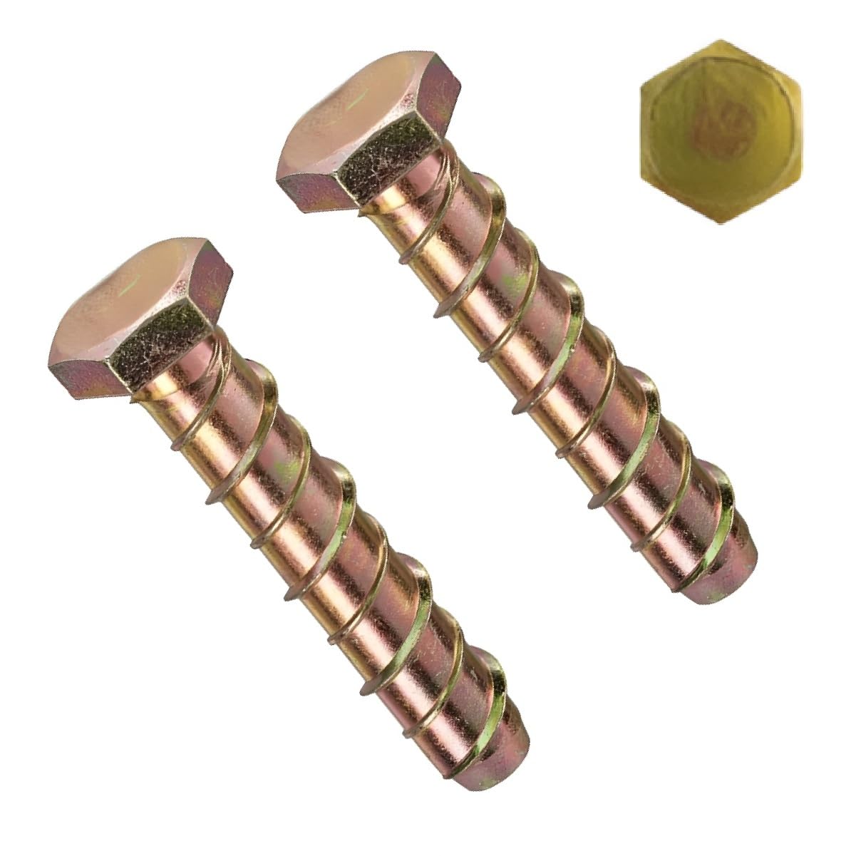 TERF® M14 X 75mm Masonry Concrete Anchor Screw Bolts M14 (14mm) X 75mm Hexagon Head ZYP Self Tapping Anchor Screws Multi Fix Bolts For Concrete Masonry Brick Block Stone Wood - 2 Pcs