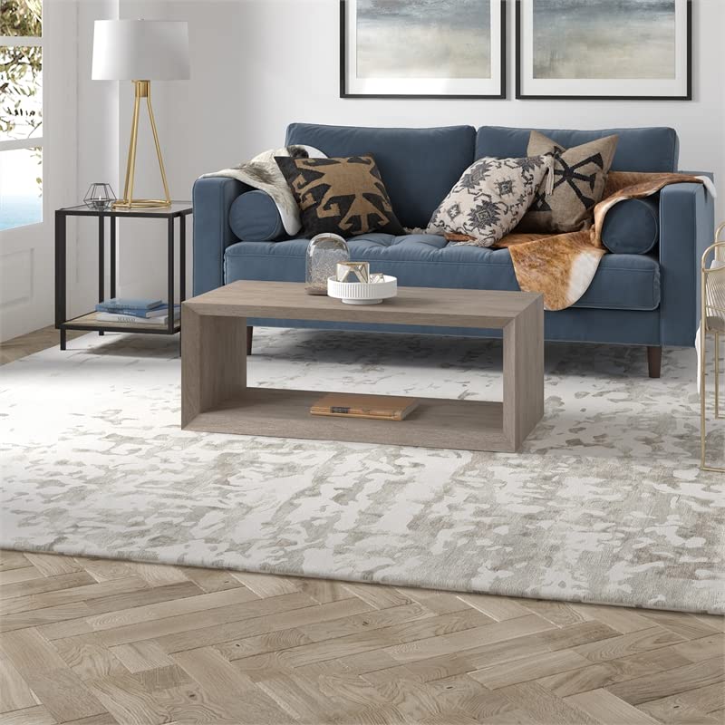 Henn&Hart 48 inch Antiqued Gray Oak MDF Coffee Table