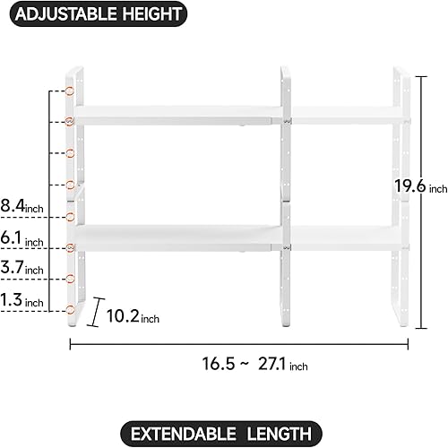 Miniatura 2 de jkxoo 2Pack Expandable Cabinet Shelf Organizers, Stackable Metal Cabinet Shelves Extender for Kitchen Cabinet Countertop Storage, Adjustable Spices