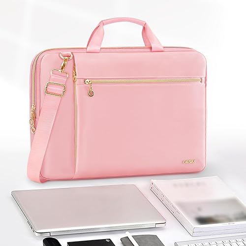 Miniatura 4 de Funda para laptop para mujeres y hombres, compatible con MacBookDellHPAcerASUSLG, maletín de transporte de hombro impermeable, rosa, 15.6-16 pulgadas