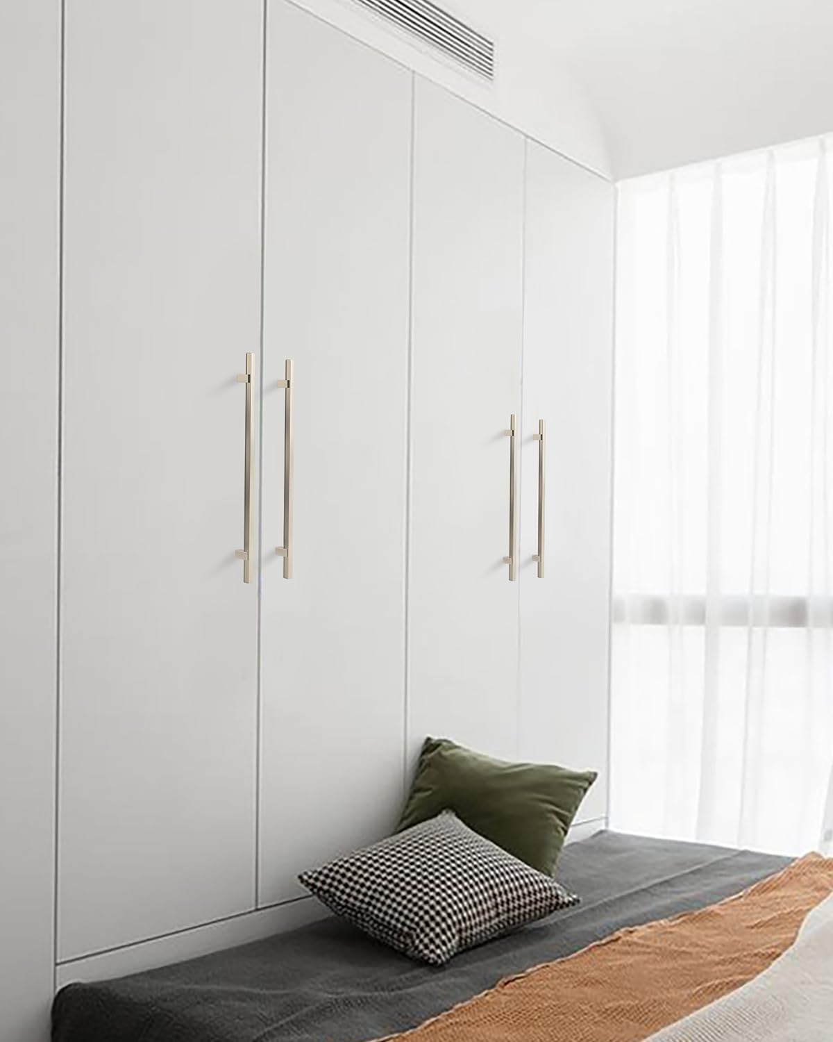 Verstellbare Schubladengriffe für Kommoden, Bauernhaus, Schrank, Schrank, Tür, gebürstetes Nickel, 16,5 cm bis 31,8 cm (voreingestellter Lochabstand: 28,7 cm), 5 Stück