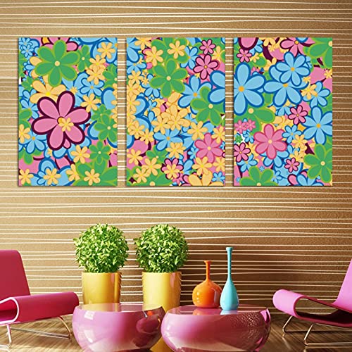 Tableau triptyque fleur de printemps déco salon moderne - 3