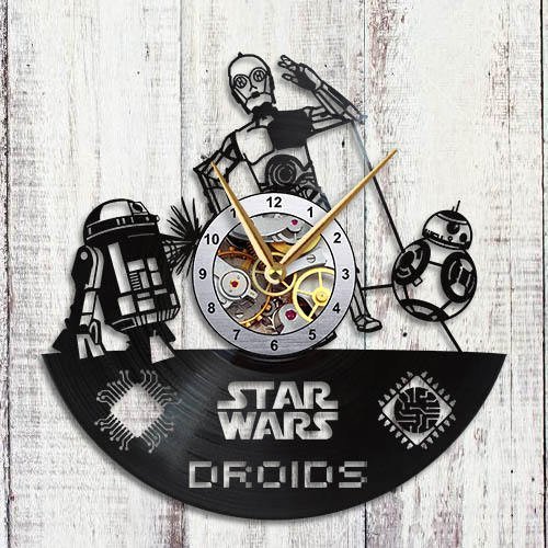 Taniastore Star Wars R2-D2 bb8 C-3PO Design Vinyl Record Wall Clock Unique Gifts for him her Gift Ideas for Mothers Day Father Birthday Anniversary Wedding Cute and Funny Original Gifts for Everybody