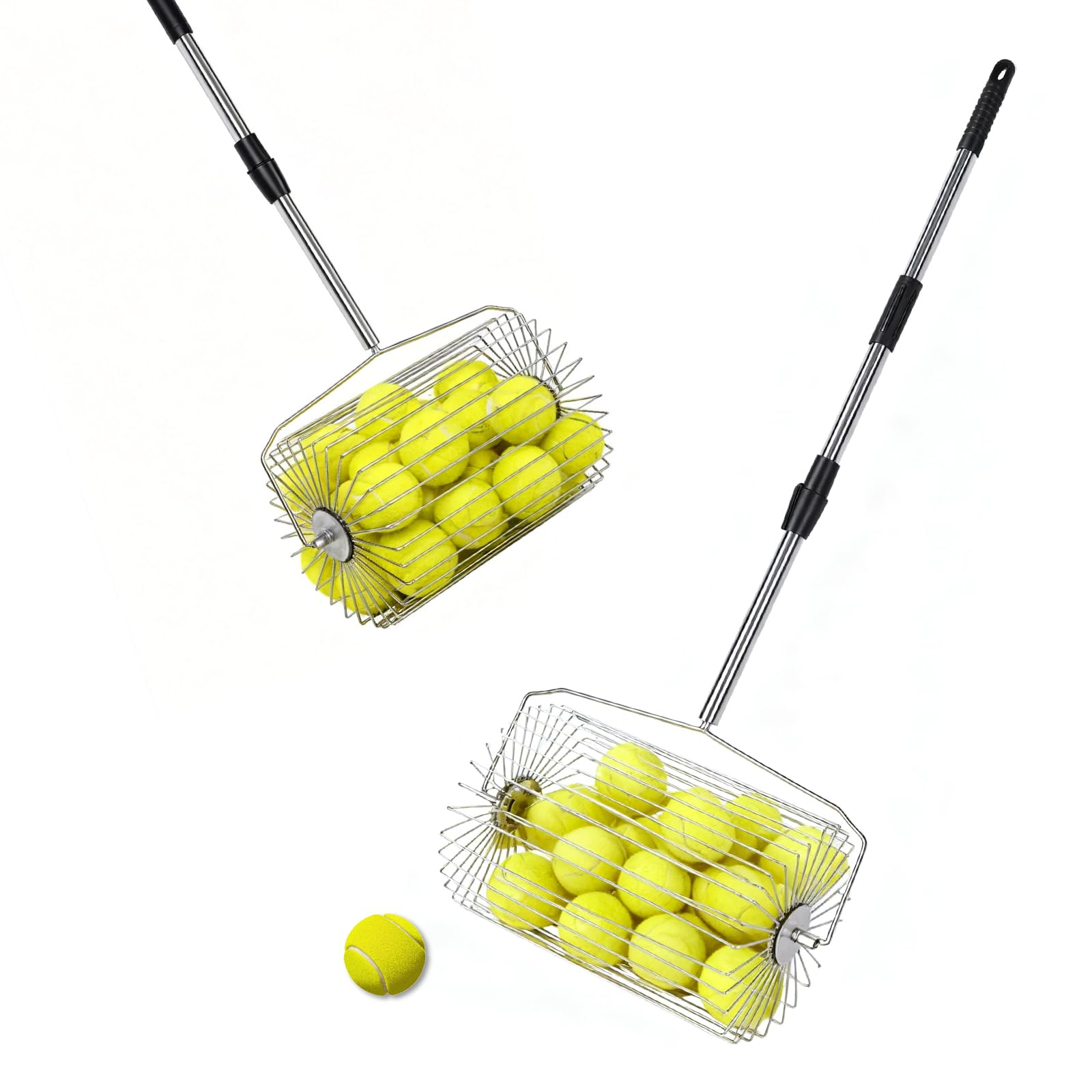 Jenngaoo Tennisball Picker Tragbarer Tennisball Sammler aus Edelstahl (L)