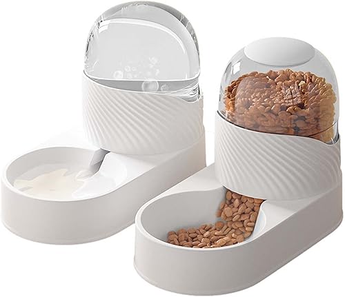 Miniatura 1 de Juego de 2 comederos y bebederos automáticos para mascotas pequeñas y medianas para mascotas caninas de tamaño pequeño y mediano, comedero