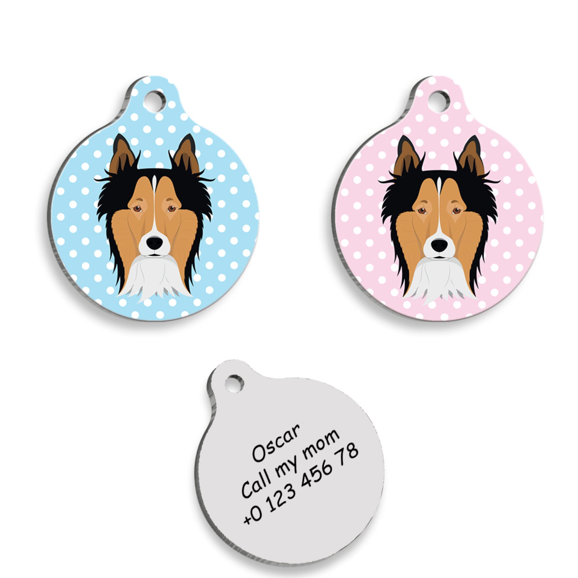BORDER COLLIE Personalized Dog Tag - Custom Name Tag - ID Tag for Dog & Cat - Customized Pet Tags - Dog Name Tag - Cat Name Tag - Engraved Dog Tag (Pink)
