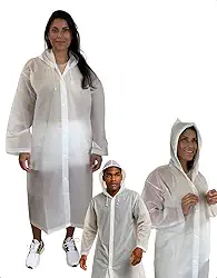 Kit 2 Capa De Chuva EVA Com Capuz Transparente Unissex Impermeável Reforçada Fechamento Botão Feminina Masculina Poncho Reutilizavel Para Evento Show
