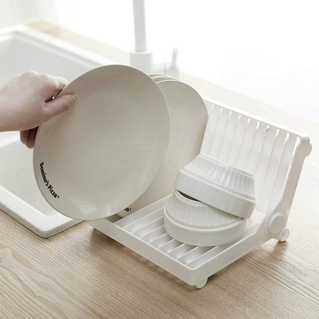 1Pcs Foldable Kitchen Reusable Plastic Dish Rack Tools Kitchen Drainer Rack Drip Shelf Plate Rack Organizer White image 4