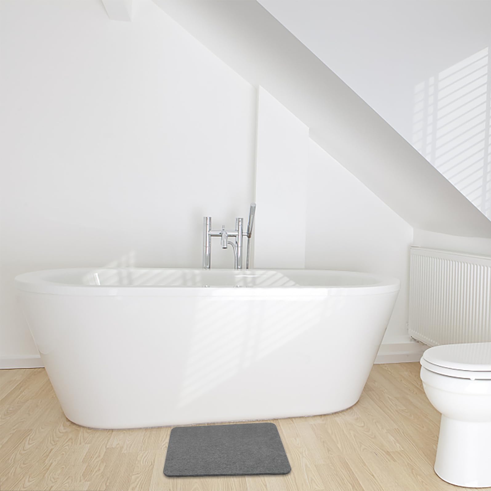 jojofuny Tappeto in Diatomite per Bagno e Pavimento 40x30 Cm Grigio