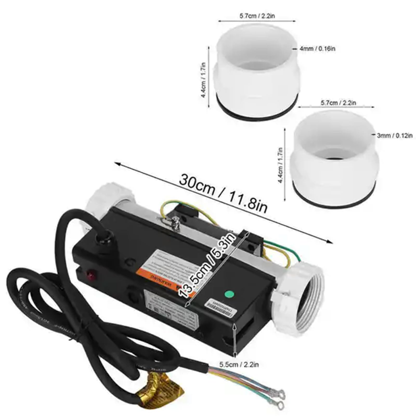 Riscaldatore elettrico per piscina, termostato portatile in linea, 1 ~ 3 kW, per spa relax, vasche da bagno, piscine fuori terra e interrate, ideale per tutto l'anno