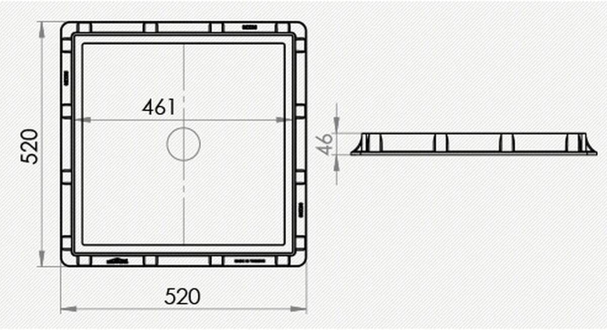 Uzman Couvercle de regard - Classe A15 - Trappe d'inspection accessible - 50 x 50 cm - Couvercle de canalisation - Pour jardin, sol, puits de drainage - Pour puits de jardin