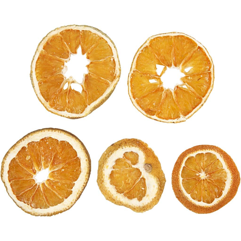 Tranches d'oranges séchées - 40 à 60 mm de diamètre - 5 pcs