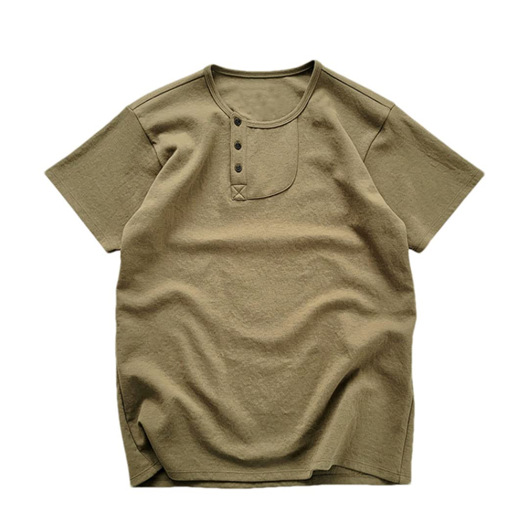 Maglietta da uomo Henley Collar Maniche corte Bottone Tees Shirt