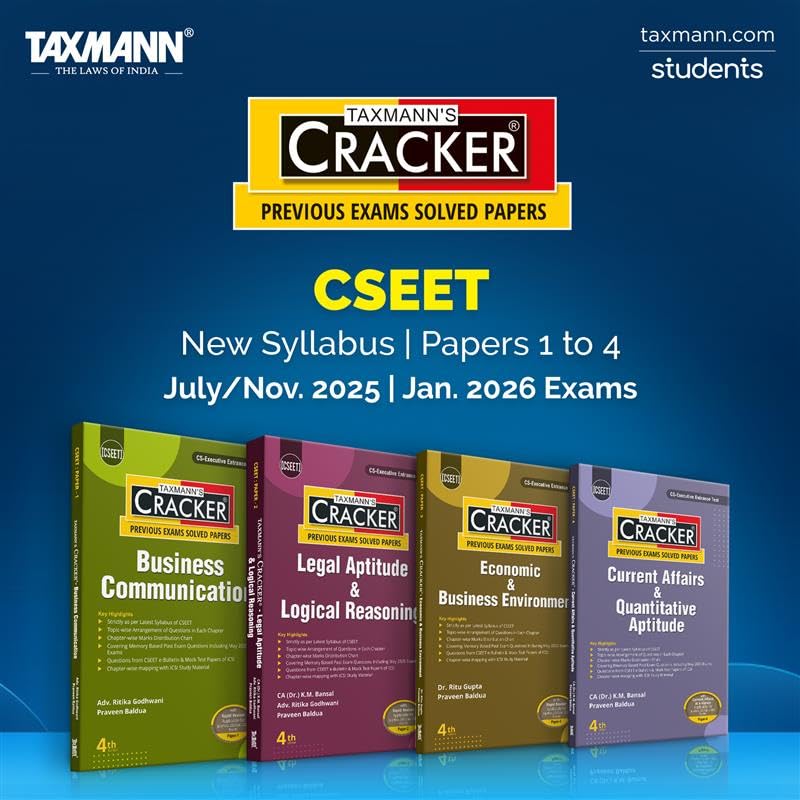 Taxmann's CRACKER Combo for CSEET Exams | New Syllabus | July/Nov...