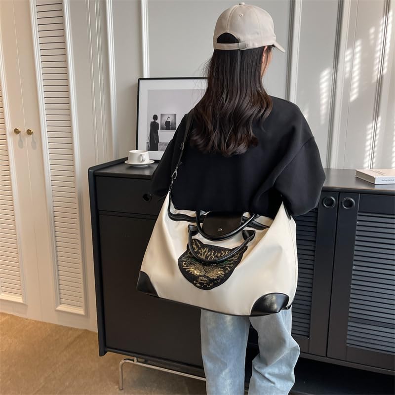 Large Travel Tote Bag Duffle Bag Gym Bag for Men Women Weekender Overnight Duffel Bag (Beige)2