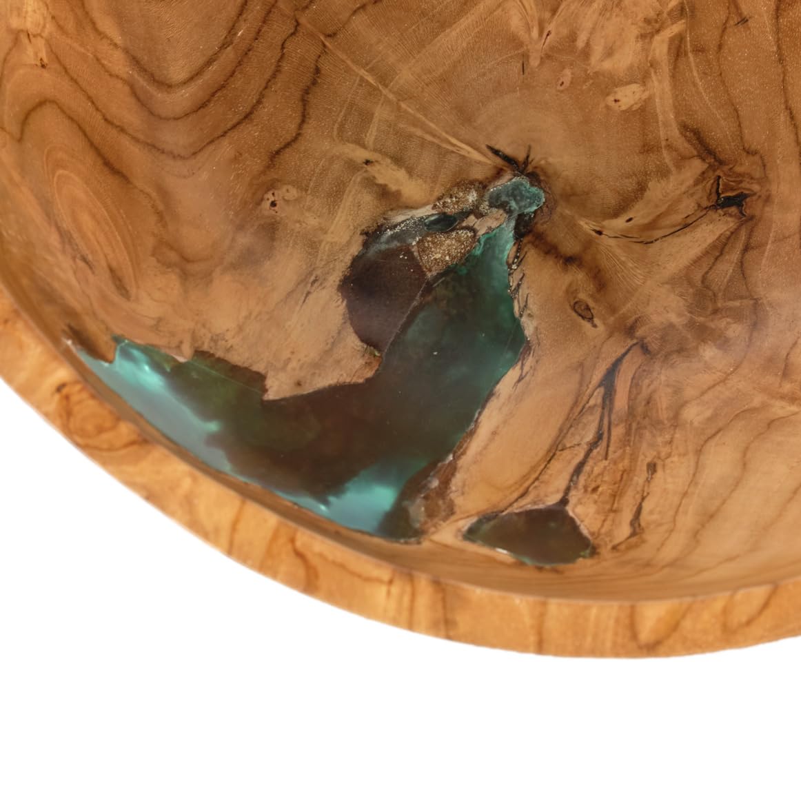Meubletmoi Saladier Rond D. 28 cm en Bois de Teck et résine Bleue Transparente décoration Cuisine – Unique et Original – Rogue