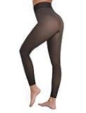 One-Seam Warm Fleece Lined Tights Women Fake Translucent Pantyhose High Waist Thermal Leggings Sheer Winter Tights