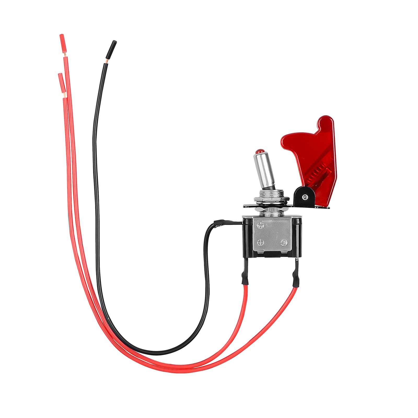 OELFFOW Pre-Wired Button Switch Rocker Switch Toggle Switch DC 20A/12V On/Off 3-Pin 2-Position Power Transfer Switch with Red LED, Waterproof Cap