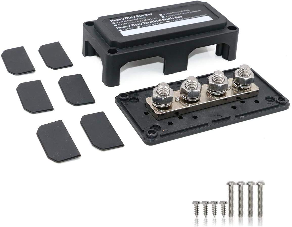 Bloc Distribution Barres Collecte 12-48V DC 250A - 4 Bornes M10 Pour Voiture Camping-car - HOIIME