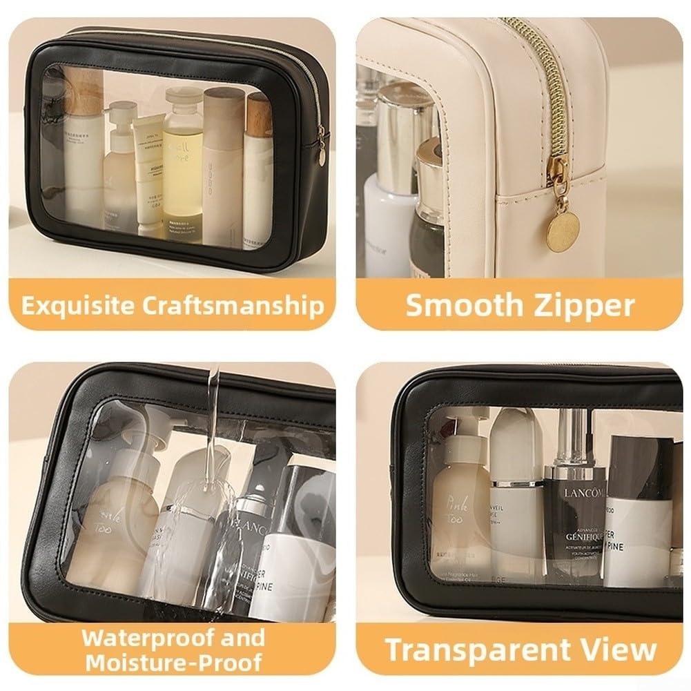 Neceser PVC Transparente Grande Impermeable Maquillaje(White In The Middle)