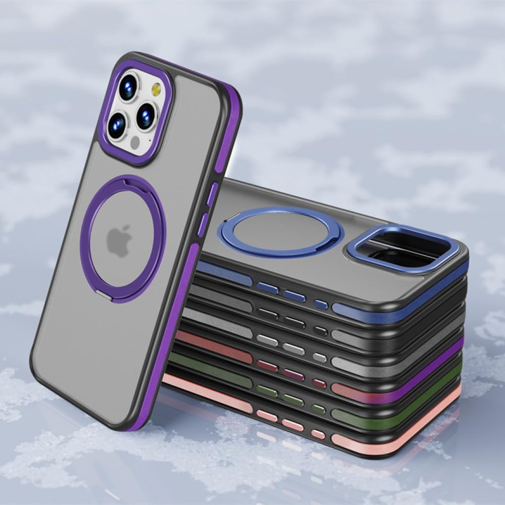 Coque pour iPhone 14 ProMax Support Mat de Luxe Support Invisible magnétique Armure Housse Antichoc, Violet, pour iPhone 14 ProMax