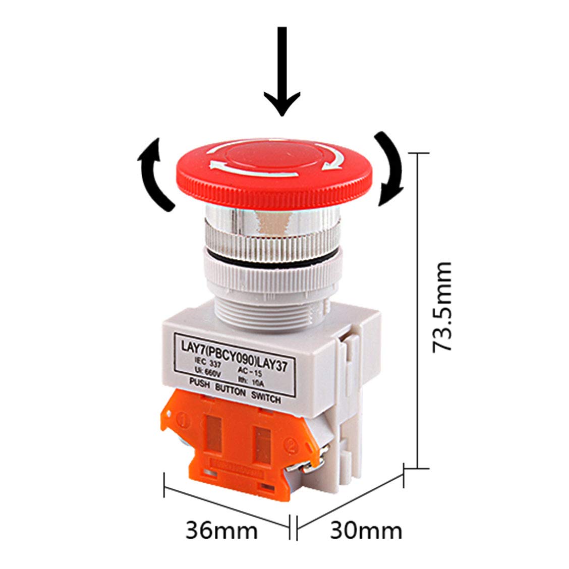 【ほぼ未使用】DEMITOSS11 UBZ-LF11 EMC-1　A1573 Emergency Stop button push button switch 22mm Emergency Stop