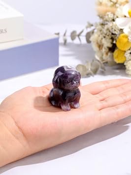 CrystalTears アメジスト クリスタル 犬 置物 ギフト 女性 犬愛好家 男性 1.5インチ ヒーリング 宝石 犬 子犬 像 オーナメント ホーム オフィス デスク 装飾 かわいい ラッキー クリスタル 犬 クリスマス ギフト