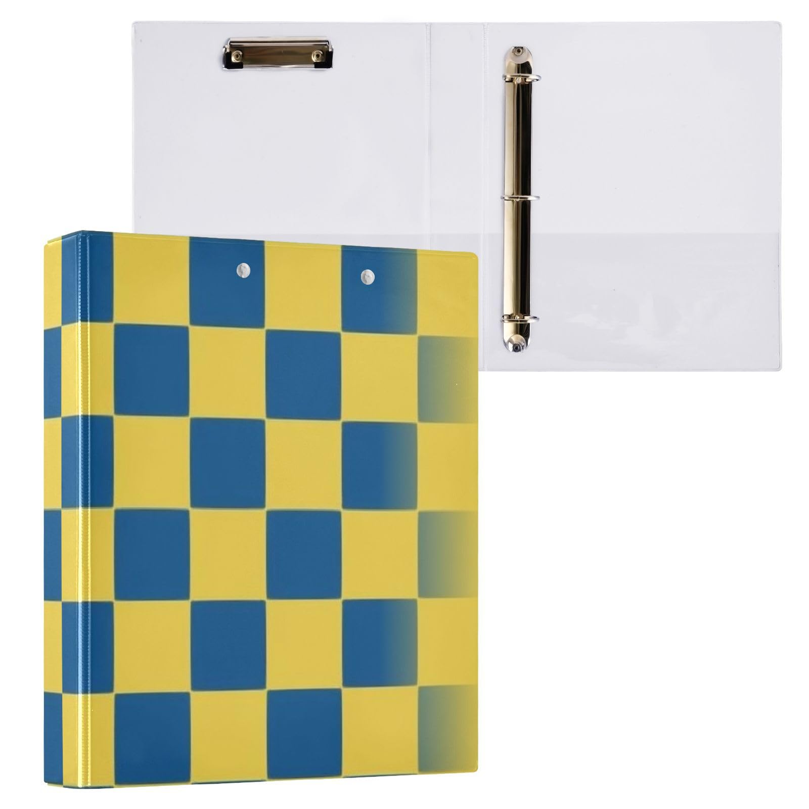 Classeurs 1 pouce et demi damier jaune et bleu