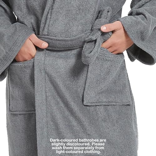 Image of Mens Robe with Hood-Classic Terry Cloth Bathrobe for Men,Soft Knee Length Bathrobes