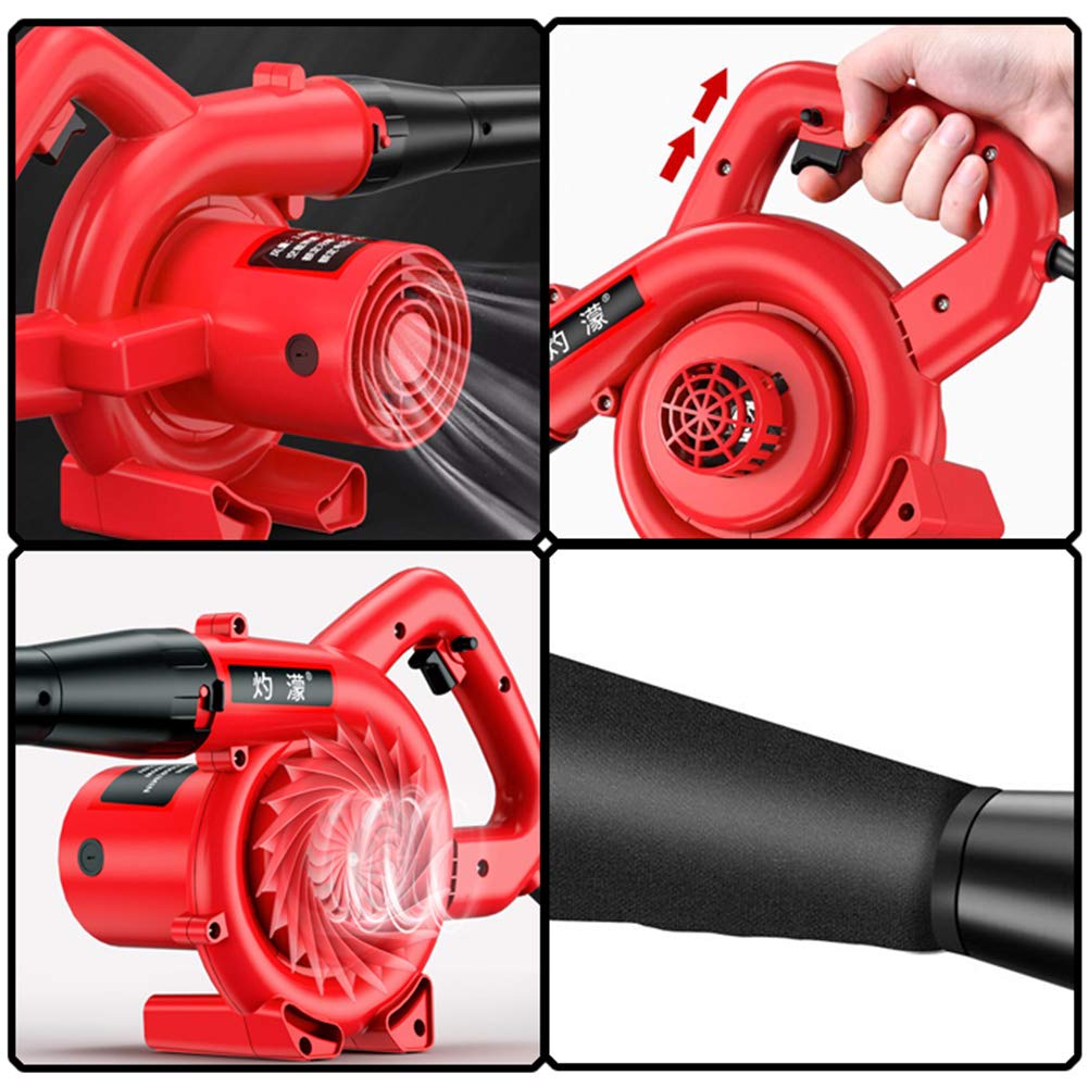 Soffiatore e aspirafoglie Elettrico, spazzatrice per la Pulizia del Giardino Soffiaggio/evacuazione della Neve, Cavo di Alimentazione da 8 m, Motore Turbo da 2800W, Rosso