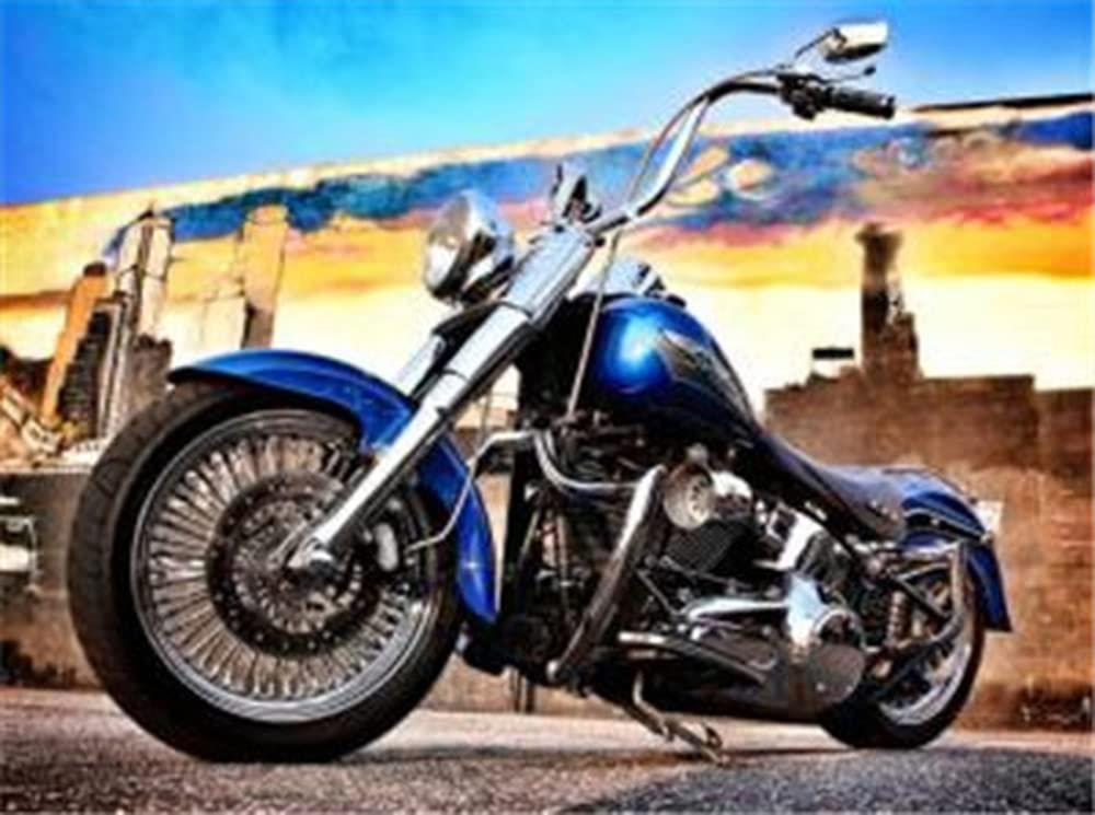 Pracht Creatives Hobby Diamond Painting Kit Motorcycle and Accessories Size Approx. 44 x 33 cm Craft Kit for Painting with Rhinestones for Children Aged 5 and Up