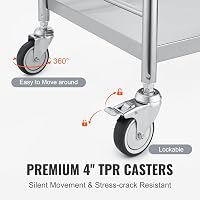 VEVOR Kétszintes laboratóriumi kocsi 100 kg teherbírás rozsdamentes acél fiókokkal 4