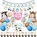 Farm Animal Baby Shower Decorations for Boys Farm Theme Itâ€™s Boy Banner and Garland Cake Toppers Baby Blue Balloons Animal Foil Balloons for Barnyard Farm Theme Baby Shower Gender Reveal Supplies