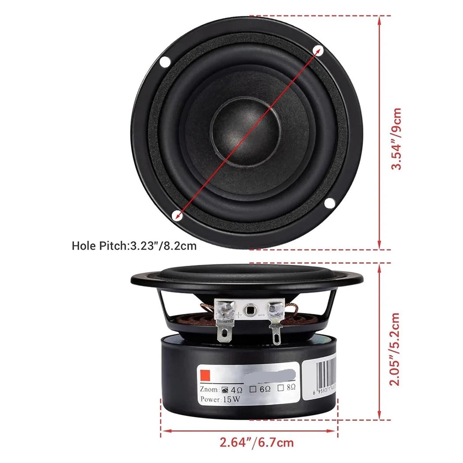 3 Zoll 8 Ohm Breitband-Regallautsprecher, antimagnetischer HiFi-Hochtöner, Holzgehäuse, Heim-Audio-Woofer, Multimedia-Lautsprecher(1PCS)