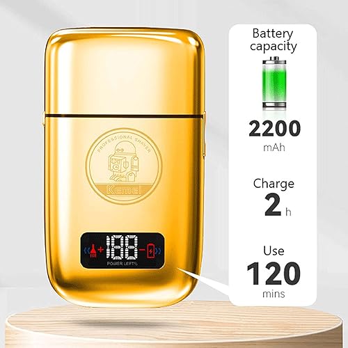 Miniatura 6 de KEMEI Maquinillas de afeitar eléctricas para hombres, maquinilla de afeitar eléctrica inalámbrica profesional de titanio de litio, recortadora de