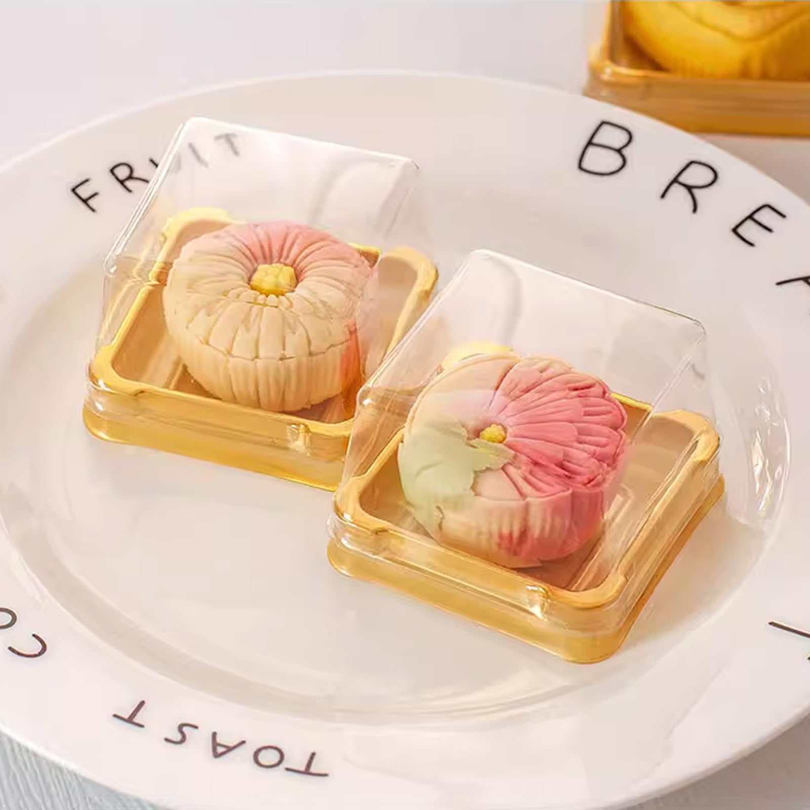 50 Stück Mini-Kuchenboxen Transparent – 5,1 Cm Durchmesser, Mit Goldfarbenem Deckel – Für Hochzeit, Geburtstag, Desserts