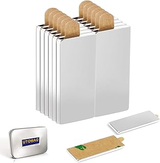 Powerful Magnets with Adhesive Backing - 12 Pieces 40x10x1 mm - Rectangular Neodymium Magnets with Double-Sided Adhesive, Perfect for Science, Kitchen, Office, School