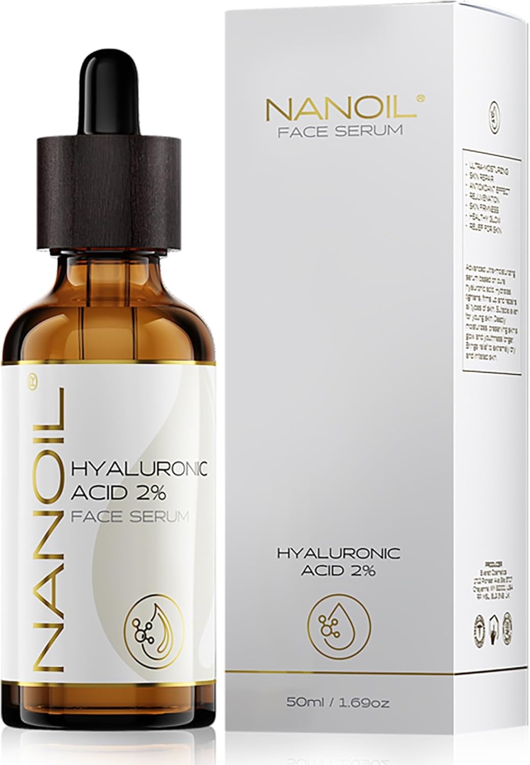 Gezichtsserum Met Hyaluronzuur Nanoil Hyaluronic Face Serum 50ml – Verlichtend, Gladmakend & Ultra-Hydraterend Gezichtsserum met Hyaluronzuur