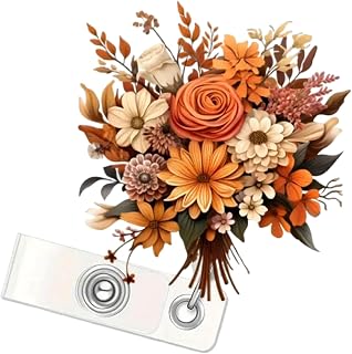 Flower Acrylic Alligator Badge Clip Spring Floral Badge Holder Cute Badge Reel for Nurse Nursing Name Tag Badge Reels for Office School Hospital Doctor Teacher