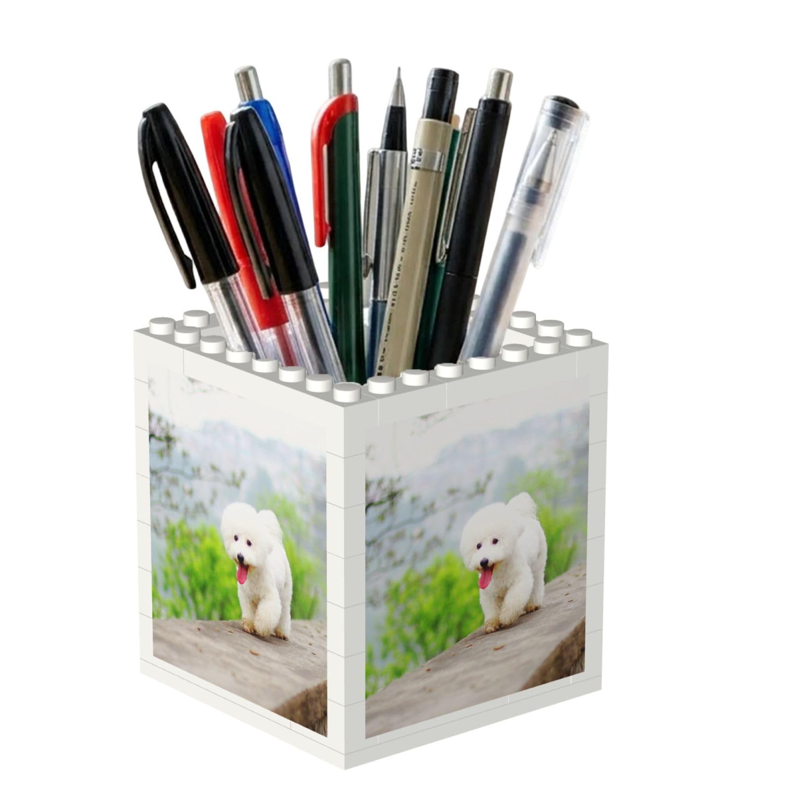 Poadnly Bichon Frise Park Pets Dogs Bichon Frise Dogs, Pen Pot Pencil Holder for Office Home School, Compact Desk Organiser for Office Stationery