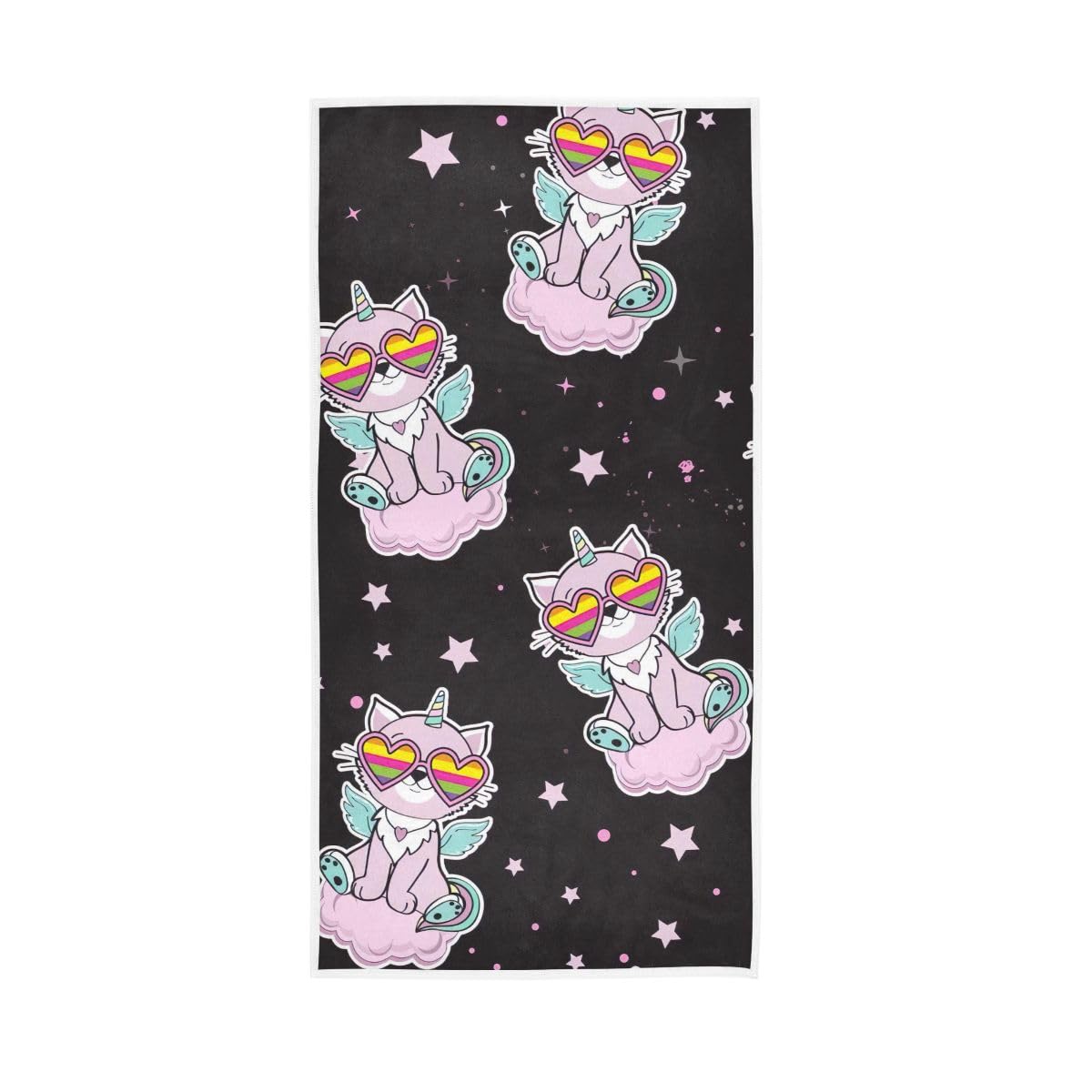 LSRCPD Cat Unicorn Space Stars Hand Towels, Bathroom Hand Towels Decorative 15 x 30 Inches