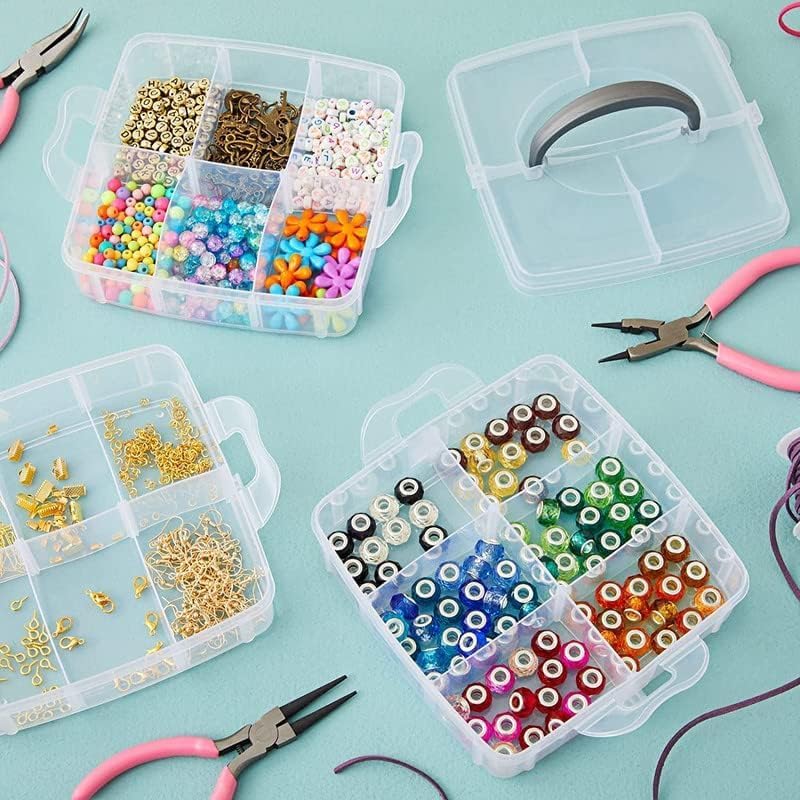 Image of 3 Layer 18 Grid Grids Clear Plastic Organizer Jewelry Storage Box,Transparent Organizer Box for Earring Fishing Hooks Makeup /Cosmetic Storage Box