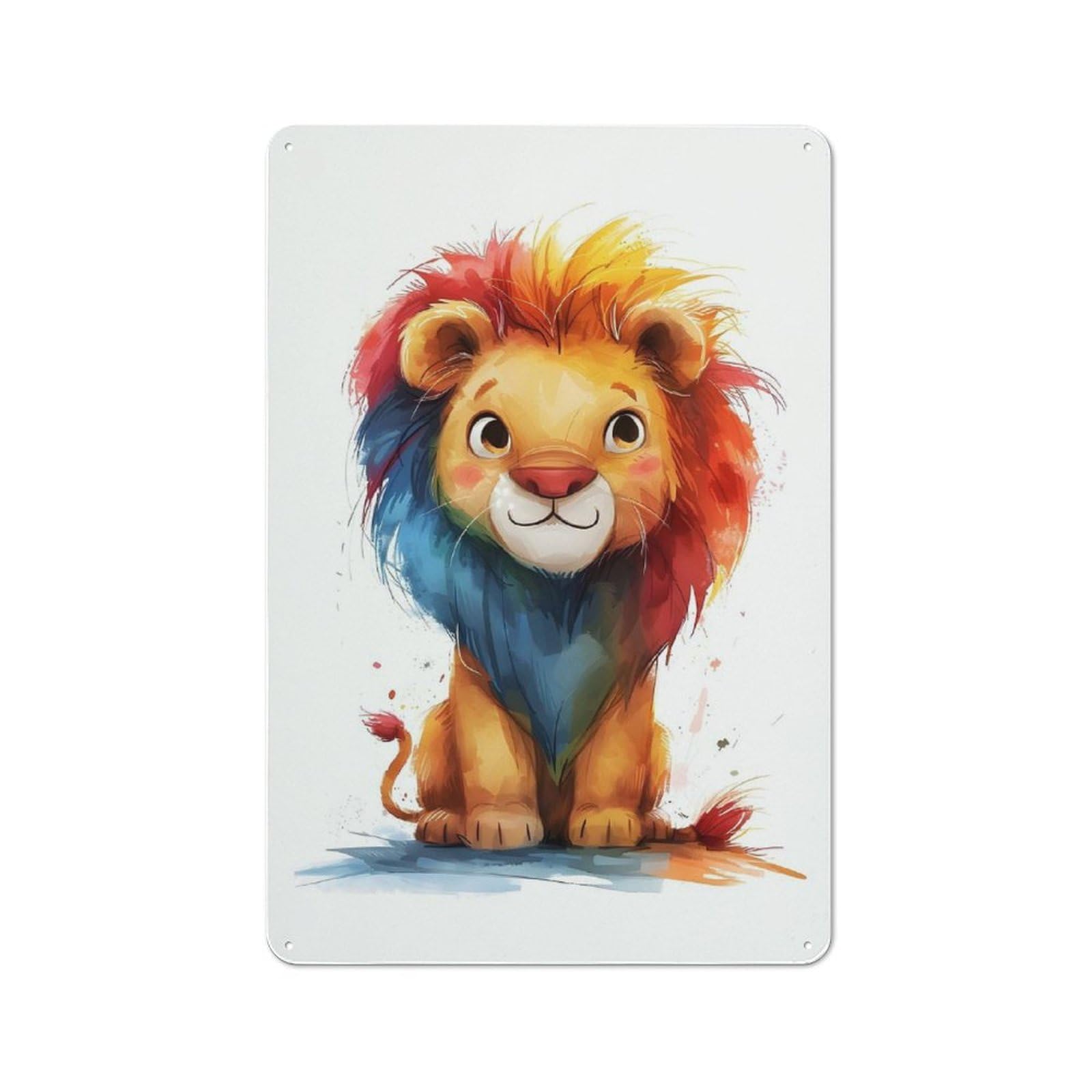 Junmoney Rainbow Lion Decorative Metal Wall Decor 30X20cm, Vintage Metal Sign For Hallway, Home Bar, Garage Or Study