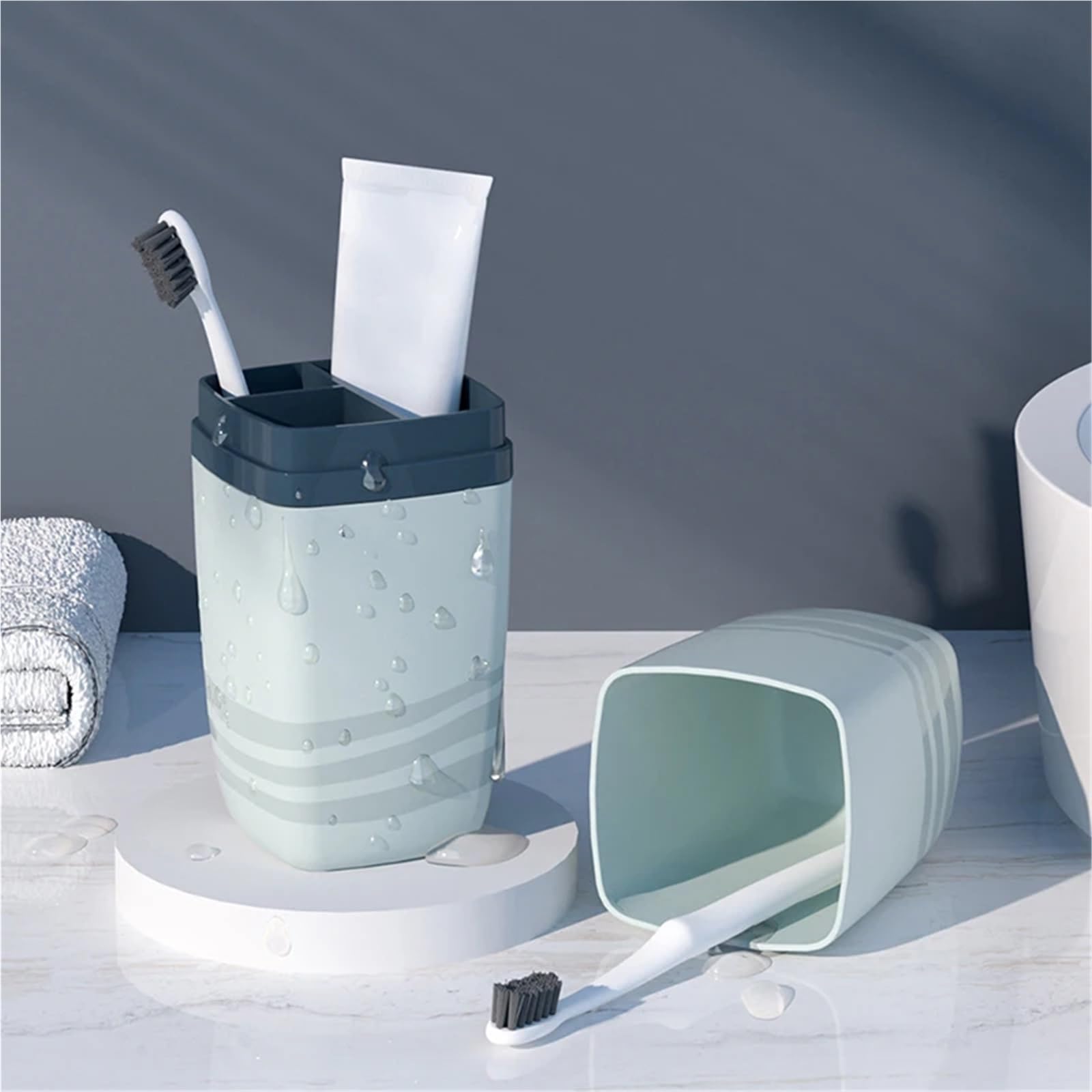 Porta Spazzolino 3 Pezzi Custodia for spazzolino da Viaggio Portatile for Coppie Tazza for spazzolino da Bagno Copertura for spazzolino da Denti Accessori for Il Bagno(Gray)