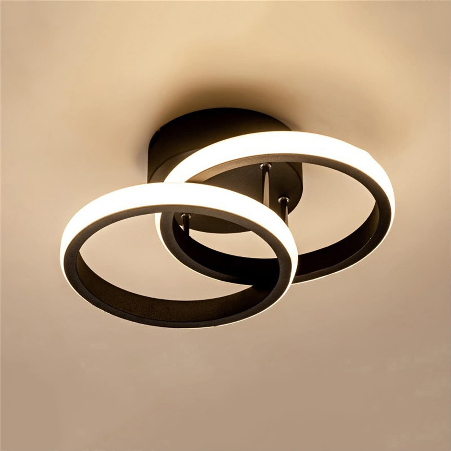 Carsten Modern LED Ceiling Light Black Double Ring Flush Mount Fixture for Living Room, Bedroom, or Hallway/Ceiling Pendant Lamp for Drying Room/Home/Office/Restaurants/Bar etc-image-15