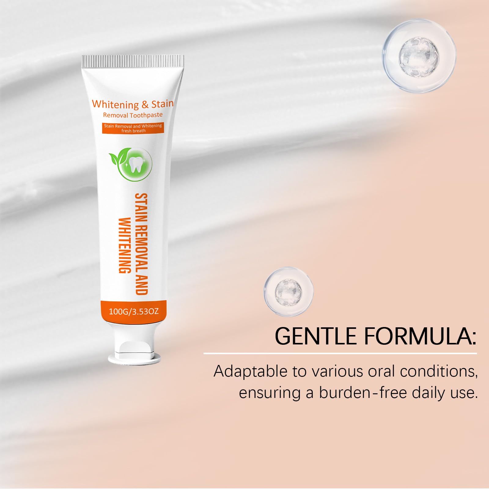 Dentifricio sbiancante e smacchiatore per denti sensibili (5 pezzi) | Dentifricio sbiancante delicato senza fluoruro, delicato sullo smalto e sulle gengive, menta fresca di lunga durata