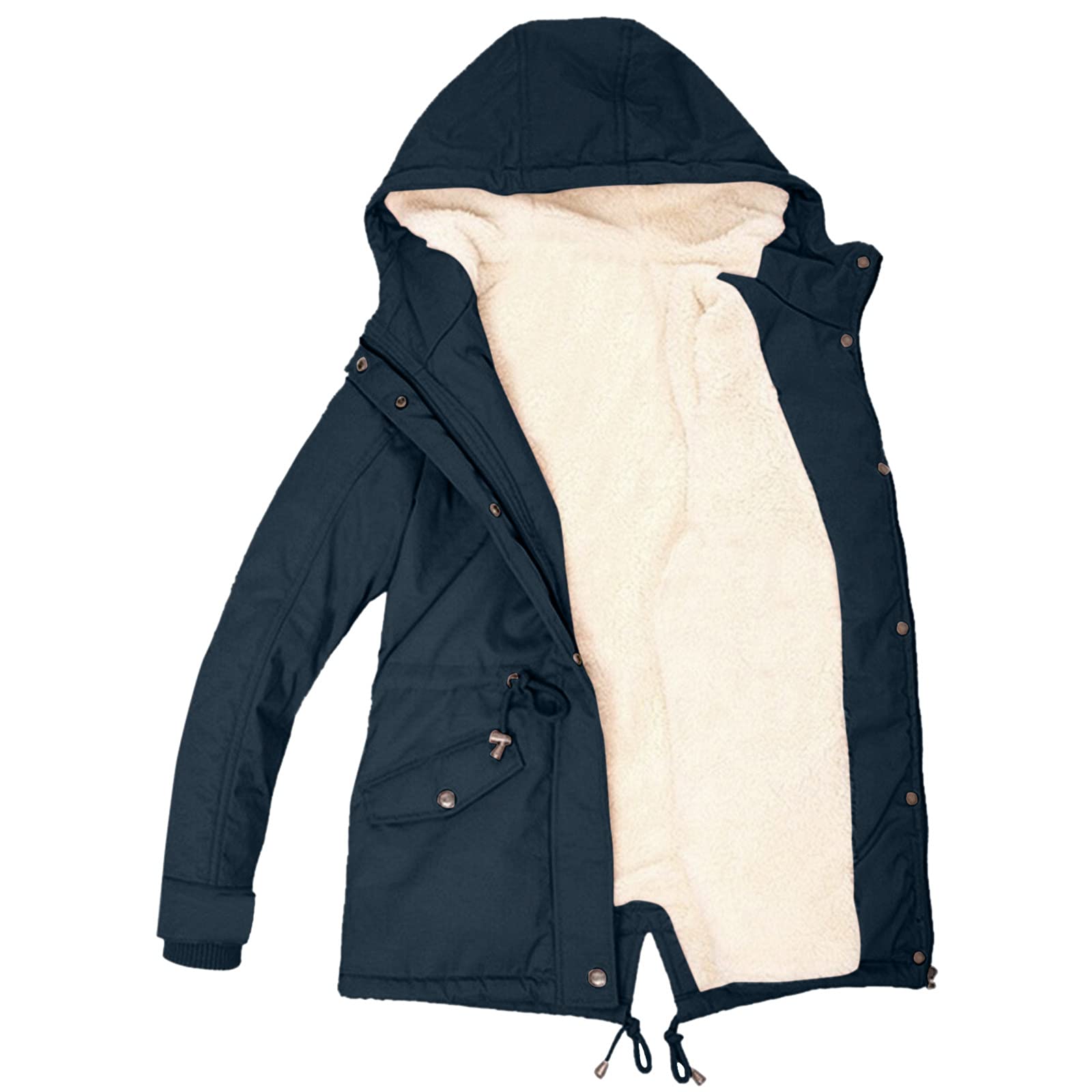 Winterjacke Warm GefüTtert Damen - Lang Elegant Mantel Mit Kapuze 3 In 1 Jacke Damen Damen Wasserdicht Atmungsaktiv PlüSchjacke Kapuzenjacke Outdoor Parka Damenjacke Herbst Winter Outdoor Frauen